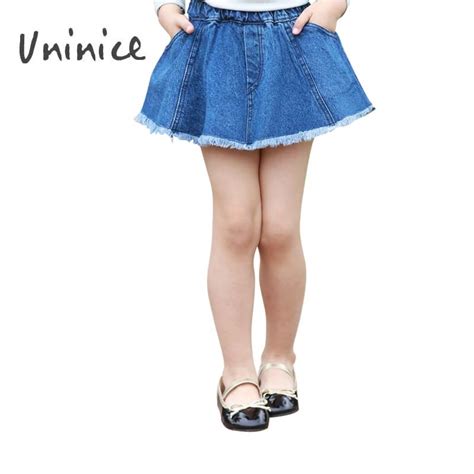 2016 New Summer Style Girl Denim Tutu Mini Skirts Children A Line Denim