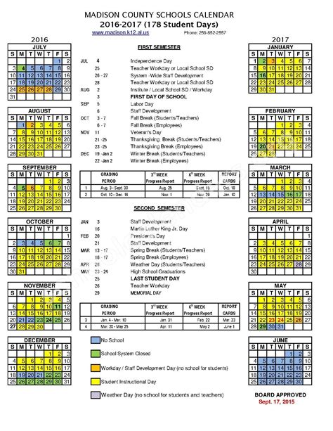 Madison County Schools School Year Calendar School Calendar Students