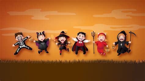 Children In Halloween Costumes 584179 Vector Art At Vecteezy
