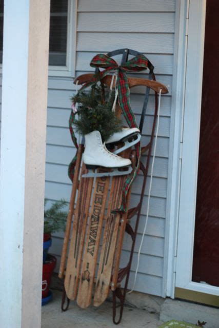 I have thought many of times how i would decorate a wooden sled in our home for the christmas season. So cute | Christmas sled decoration, Christmas sled, Front ...