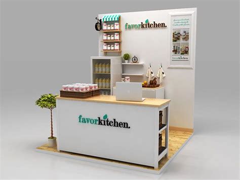 An Exhibition Stand With Food Items Displayed On The Front And Back