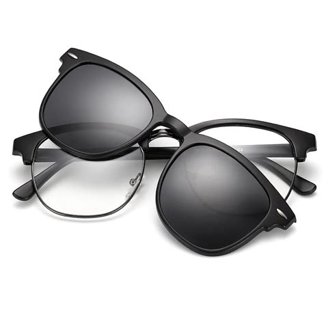 Polarized Magnetic Clip On Sunglasses Tr90 Magnet Eyeglasses Frame Myopia Glasse Shopee Singapore