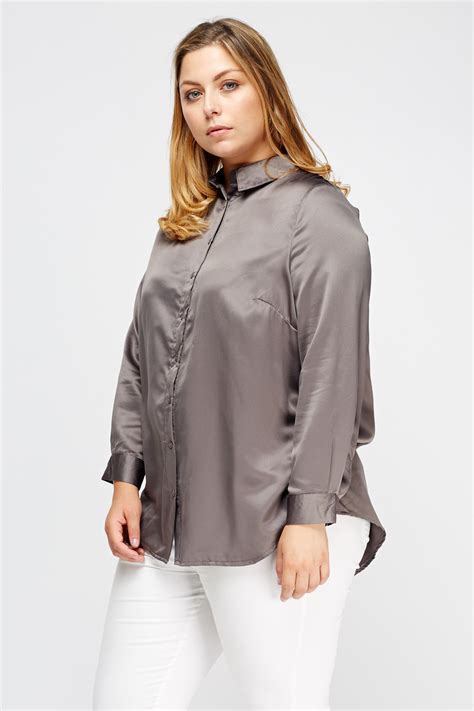 Embroidered Back Satin Blouse Just 7