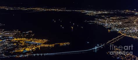 San Francisco Bay Area At Night Aerial Photo Photograph By David