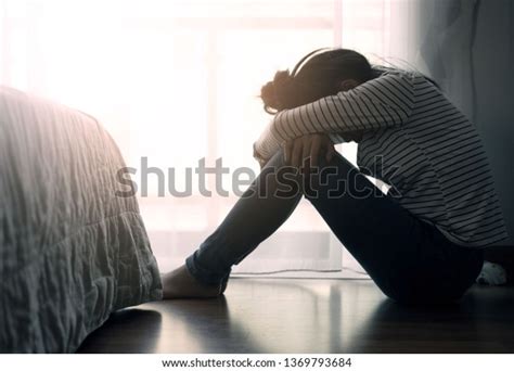 Lonely Sad Teenager Student Cry Hug Stock Photo Edit Now 1369793684