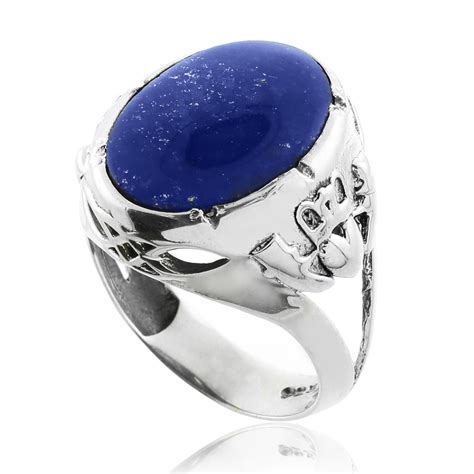 Blue Stone Claddagh Silver Ring