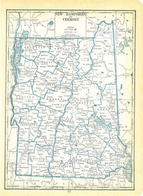 1937 National Atlas Vintage Map Pages New Hampshire