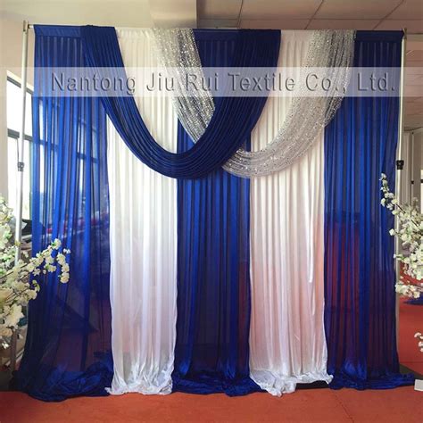 3mh X3mw Royal Blue And Silver Sequin Swags Drapes Marriage Backdrop