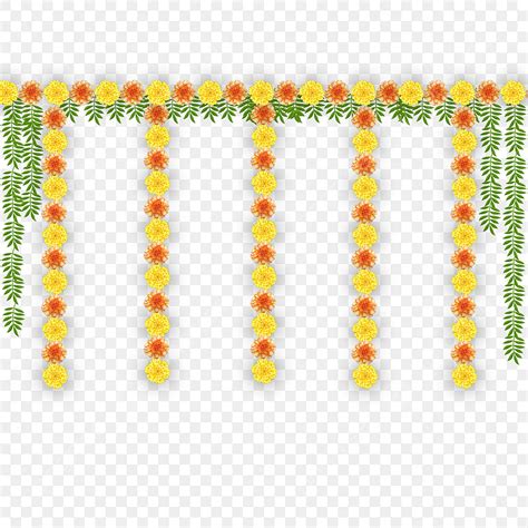 Marigold Decorative Border Marigold Wreath Flower Png Transparent