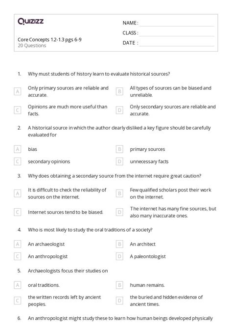 50 Ancient World History Worksheets For 7th Year On Quizizz Free