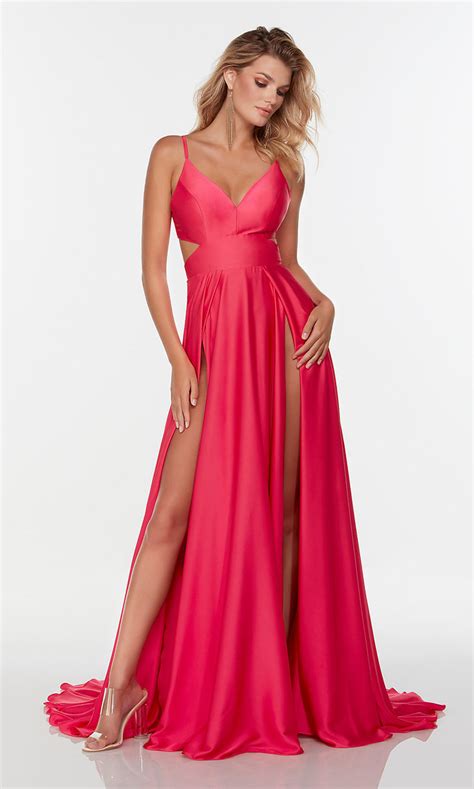 Alyce Long Hot Pink Prom Dress With Double Side Slits