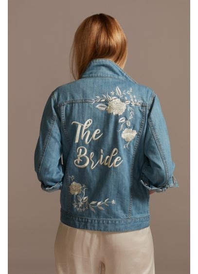 Embroidered Bride Jean Jacket With Flowers Davids Bridal