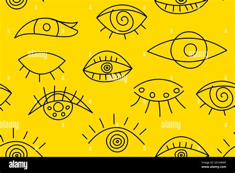 Seamless Abstract Fashion Pattern With Line Eyes Stock Vector Image