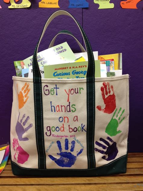Handprints On Canvas Bag Fill With A Few Books If Any Money Left