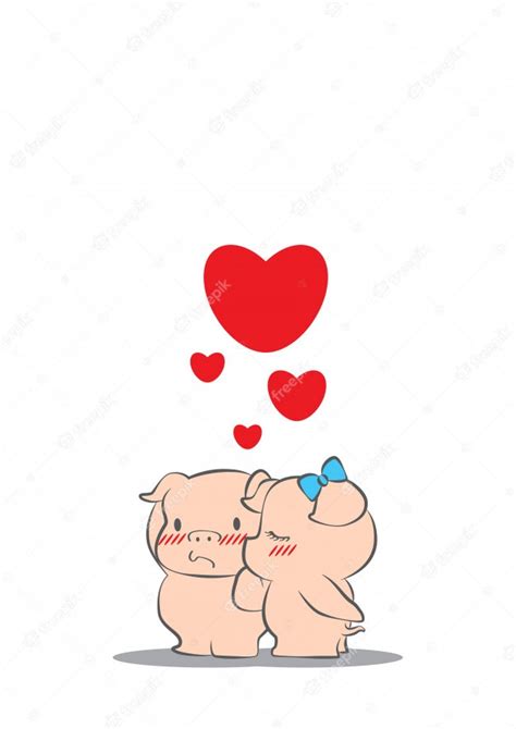 Premium Vector Love Pig Cartoon
