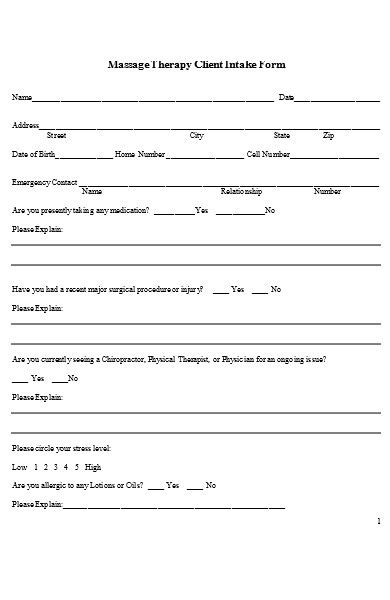 free 4 therapy intake forms in pdf ms word