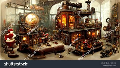 Fairy Tale Santas Toy Factory Christmas Stock Illustration 2209040501
