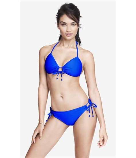 express push up triangle bikini top blue in blue royal teal lyst