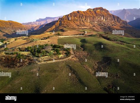 Aerial View Of Cathedral Peak In Drakensberg Mountains At The Lesotho