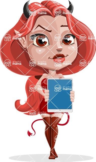 Cute Devil Girl Vector Cartoon Character 112 Poses Tablet 1
