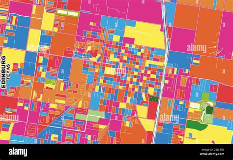 Colorful Vector Map Of Edinburg Texas Usa Art Map Template For