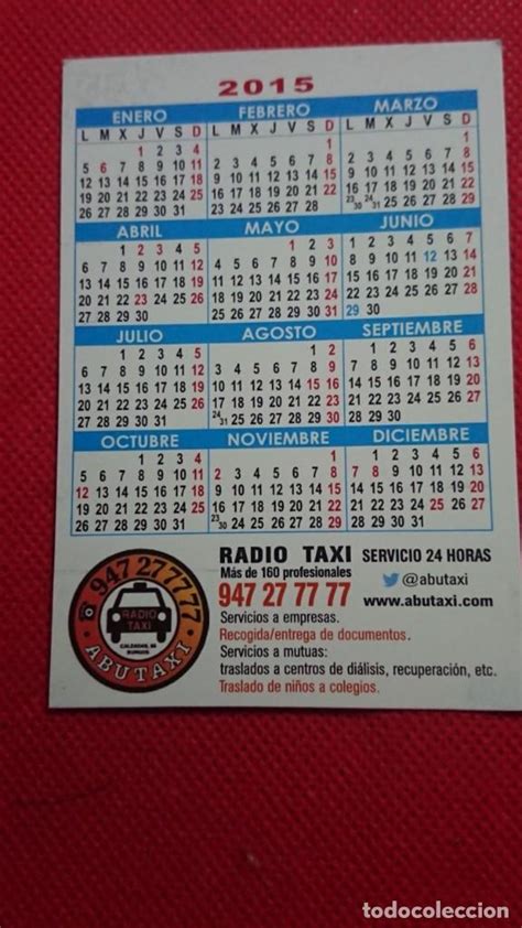 Calendario Radio Taxi Burgos Año 2015 Comprar Calendarios Antiguos En