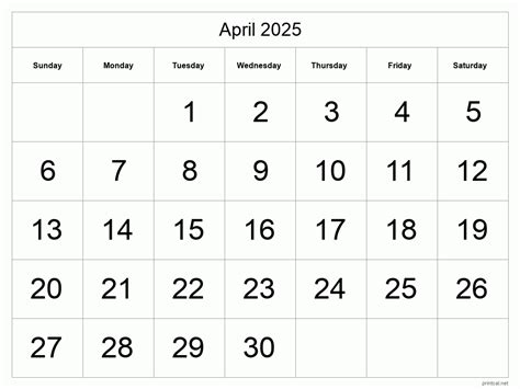 Printable April 2025 Calendar Free Printable Calendars