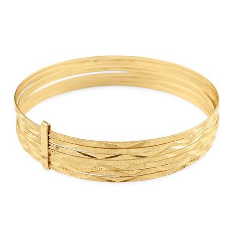 Womens Solid 14k Yellow Gold 14mm Zikzak Dc Seven Days Bangle 8