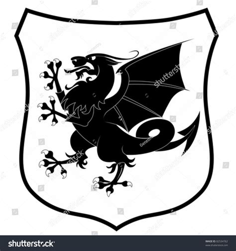 Heraldic Dragon Isolated On White Background Stock Vector Illustration