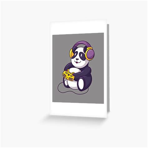Gamer Panda Greeting Card For Sale By Manstrations Redbubble