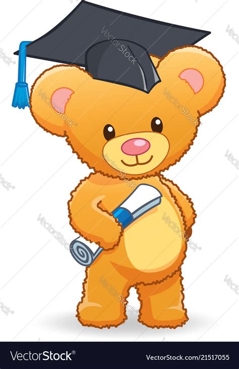 Graduating Cute Cuddly Teddy Bear Royalty Free Vector Image
