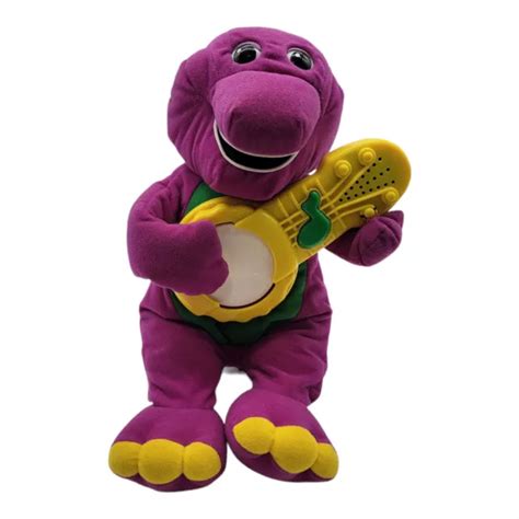 Vintage Sing N Strum Barney 1998 Interactive Plush Toy Guitar Sing