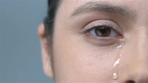 Upset Woman Crying Drop Of Tear Running Down Her Cheek Eye Discharge