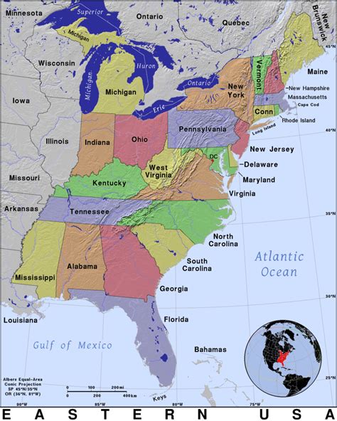 Show Me A Map Of The United States East Coast United States Map