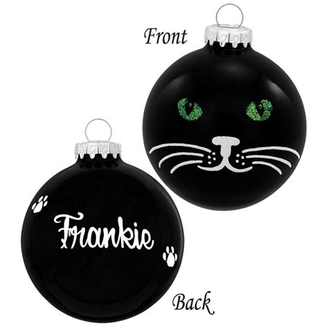 Whatever cat ornaments styles you want, can be easily bought here. Personalized Black Cat Face With Green Eyes Glass Ornament ...