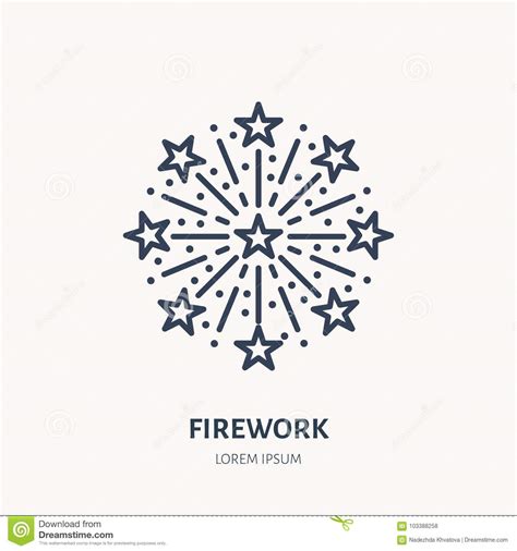 Fireworks Line Icon Vector Logo For Event Service Stock Vector