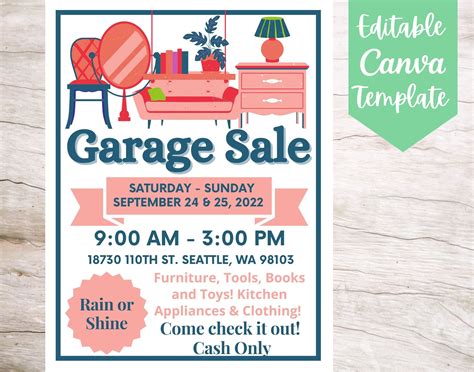 Editable and Printable Garage Sale Event Flyer Template, Instant
