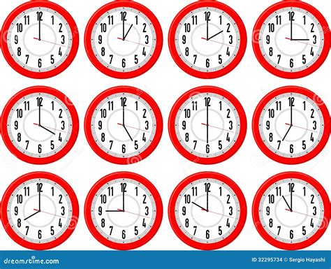 Clocks different times stock vector. Illustration of hour - 32295734