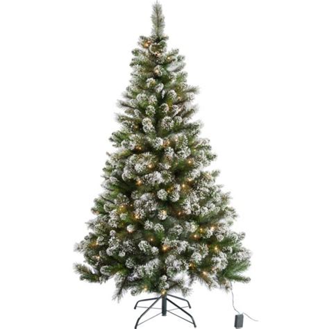 Sterling 6 ft. Indoor Pre-Lit Frosted Slim Hard Needle ...