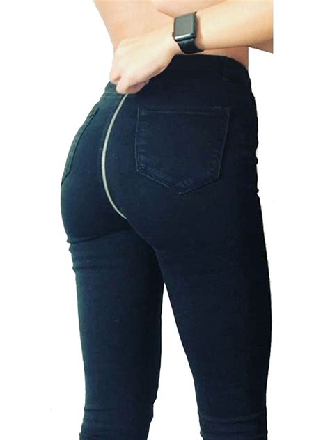 Sexy Dance Sexy Women Back Zipper Denim Jeans High Waist Hip Push Up
