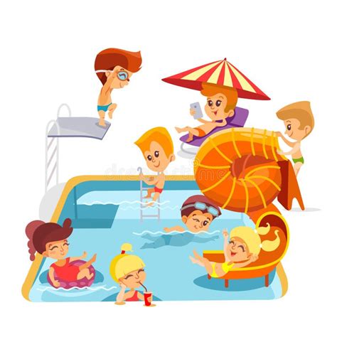 Kids In Swimming Pool Cartoon