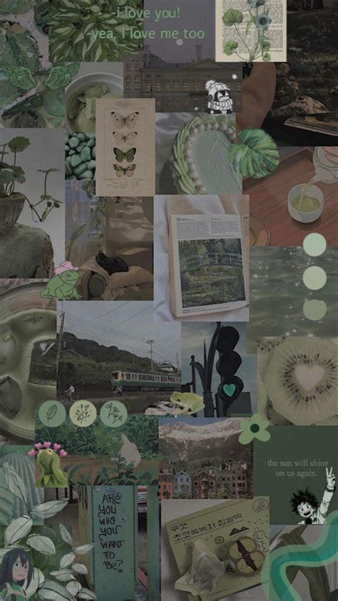 Sage Green Collage Wallpaper Laptop Oliw Cottagecore Ordenador