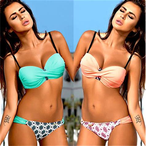 2017 Sexy Women Bikini Set Women Push Up Padded Bandage Bikini Set Swimsuit Triangle Swimwear