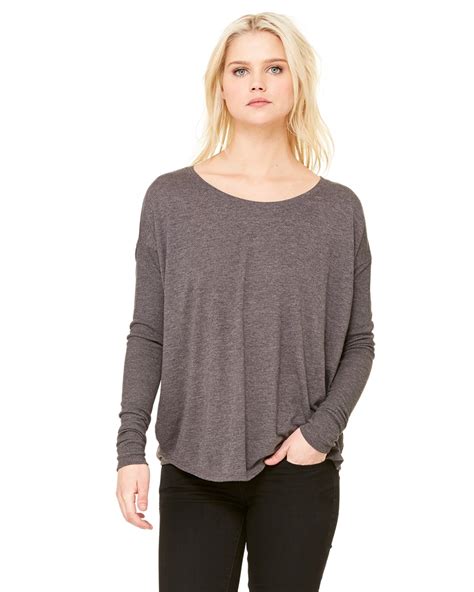 Bella Canvas Ladies Flowy Long Sleeve T Shirt With 2x1 Sleeves