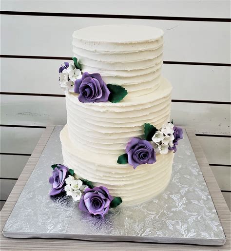 Rustic Cake With Purple Roses Purple Wedding Cakes Wedding Cakes 3