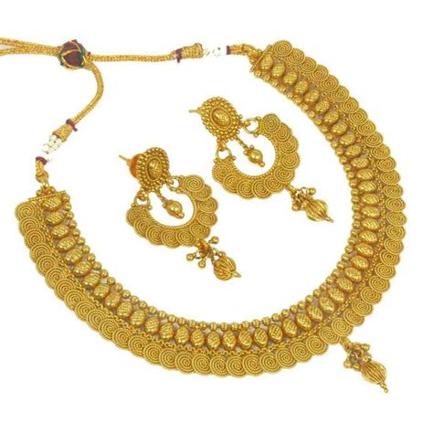 trendy antique gold plated jalebi necklace set online kollam supreme
