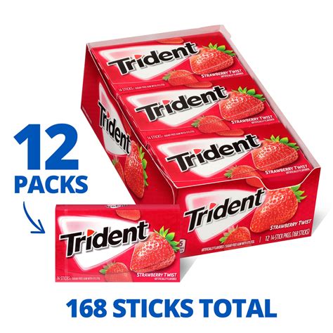 Trident Strawberry Twist Sugar Free Gum Made With Xylitol 12 Packs Of