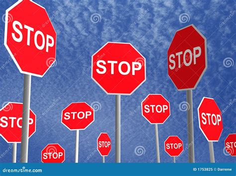 Stop Signs Stock Image Image Of Objects Darrenw Skies 1753825