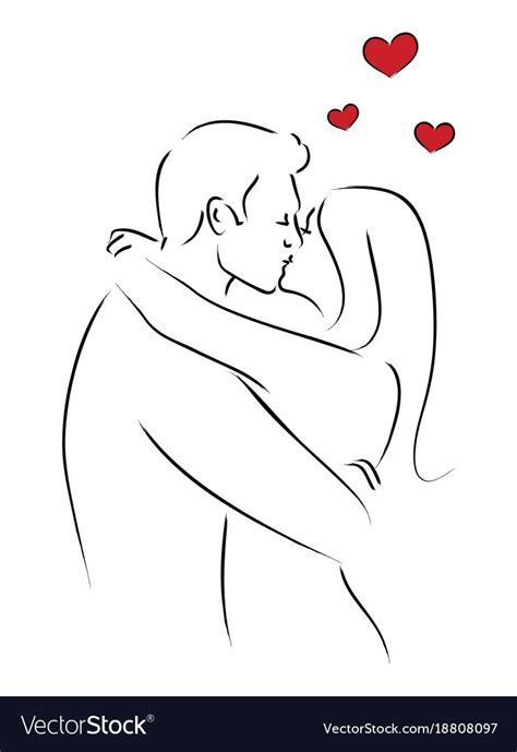 Line Art Of Kissing Couple Vector Image On Vectorstock In 2023 Line Art Drawings Romantic