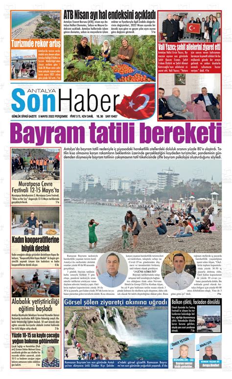 05 Mayıs 2022 tarihli Antalya Son Haber Gazete Manşetleri